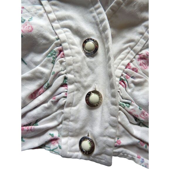 EXTRA BLUES women's size 1 vintage floral denim skirt & XS crop top tank set - Picture 4 of 16